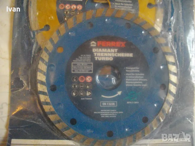 ф125мм НОВ АВСТРИЙСКИ ДИАМАНТЕН ДИСК ДИАМАНТИНА FERREX ЗА РЯЗАНЕ НА КАМЪК ТУХЛИ КЕРЕМИДИ КЛИНКЕР , снимка 8 - Диамантени и режещи инструменти - 50180877