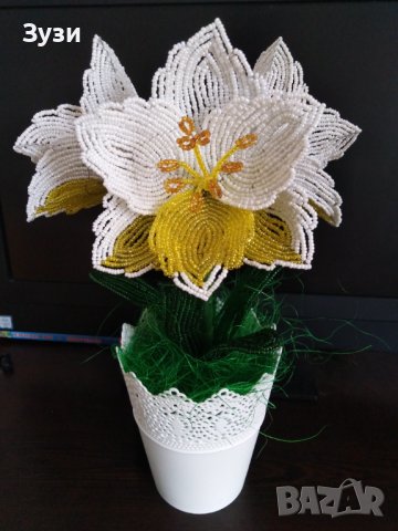 Цветя от мъниста-Амарилис, снимка 3 - Изкуствени цветя - 41856643