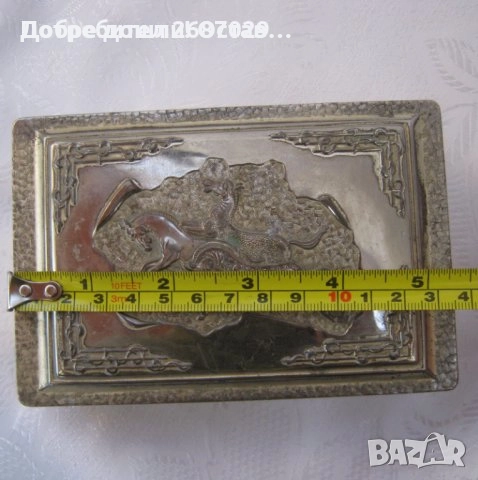 Посребрена  кутия с  коне, метал, кон жокей, принт, религия, Христос, Мона Лиза, снимка 4 - Статуетки - 43240167