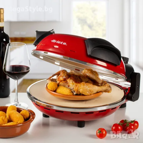Електрическа фурна за пица с каменна плоча ARIETE 909 ЧЕРВЕН, 1200 W, снимка 3 - Печки, фурни - 56089671
