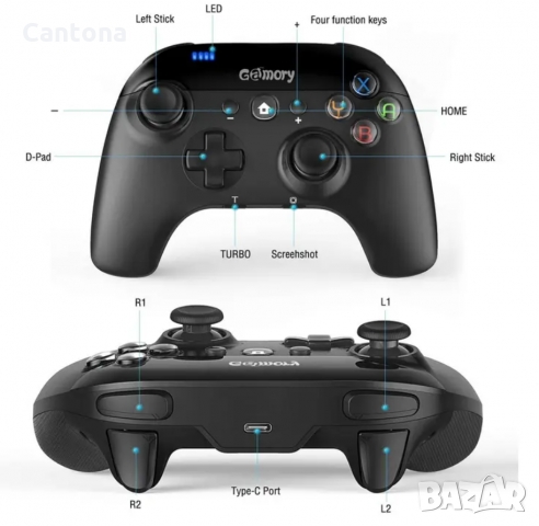 Gamory Wireless Pro Controller, безжичен контролер джойпад за Nintendo Switch конзола и компютър, снимка 2 - Аксесоари - 36039559