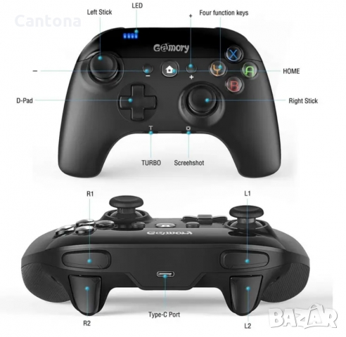 Gamory Wireless Pro Controller, безжичен контролер джойпад за Nintendo Switch конзола и компютър, снимка 2 - Аксесоари - 36039559