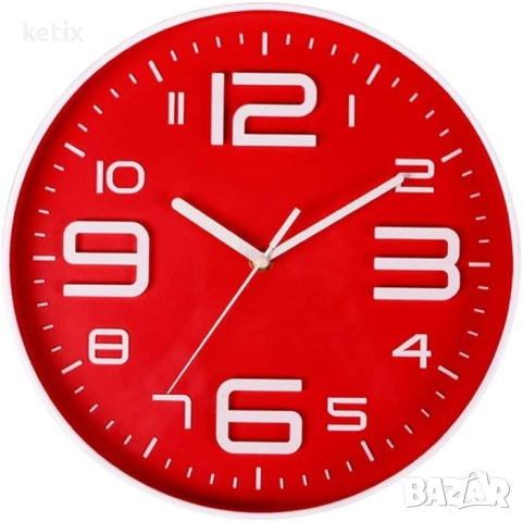Стенен часовник,30см,червен