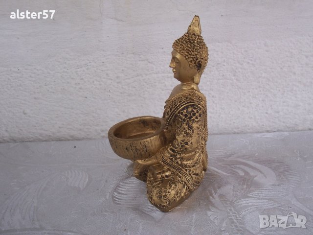 Статуетка Златен Буда-поставка за свещи , снимка 2 - Колекции - 41803936
