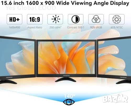 Thinlerain 15.6" монитор 1600×900 HDMI VGA, снимка 2 - Монитори - 53827750