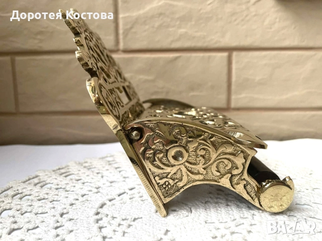 Красива месингова поставка за тоалетна хартия от Англия, снимка 4 - Антикварни и старинни предмети - 52575094