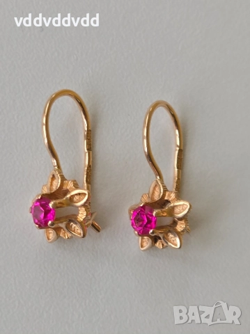 СССР златни обеци 14 карата, снимка 4 - Обеци - 52120428