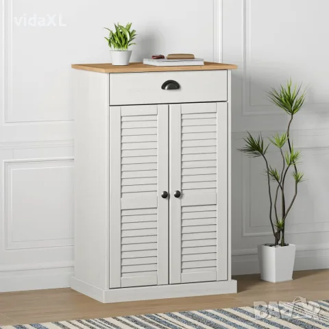 vidaXL Шкаф за обувки VIGO, бял, 60x35x96 см, бор масив, снимка 2 - Шкафове - 56147336