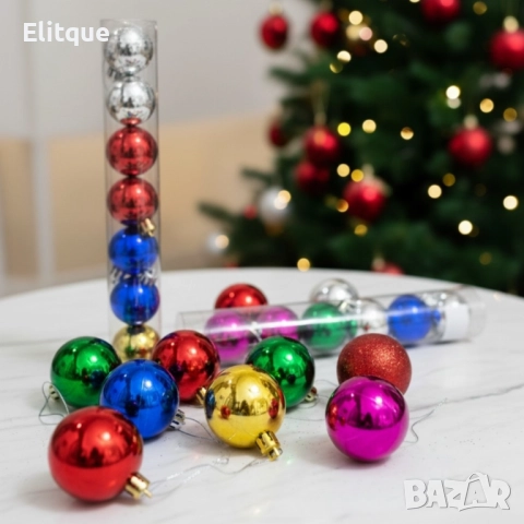 Коледни цветни топки – Празничен Комплект от 12 броя в разнообразие от цветове и размери, снимка 10 - Други стоки за дома - 52805382