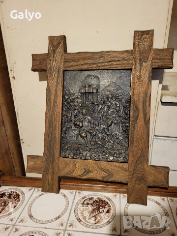 Винен фестивал, метална картина с дървена рамка