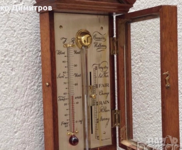 Старинен английски барометър Comitti & Holborn, снимка 2 - Антикварни и старинни предмети - 52718749