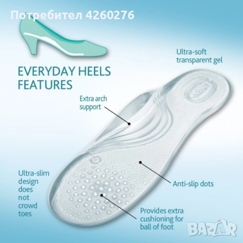 Дамски силиконови стелки за обувки TV290, снимка 3 - Дамски ежедневни обувки - 52495762