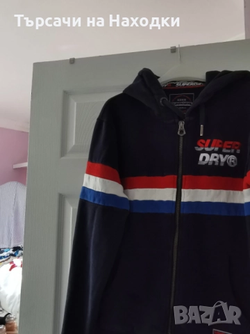 Мъжки суичър Superdry Тъмно синьо Navy Hooded Zip Up Jacket Size XL , снимка 6 - Суичъри - 52188623