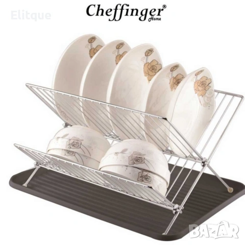 Двуетажен сушилник за съдове Cheffinger от неръждаема стомана с тава за отцеждане , снимка 3 - Съдове за готвене - 53179918