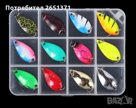 Комплект от 12 бр. клатушки в кутия - 2,5 гр., 3,5 гр., 5 гр./3 см. - 18 лв.