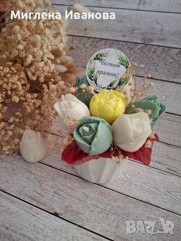 букет от ароматни соеви свещи , снимка 2 - Декорация за дома - 53600915