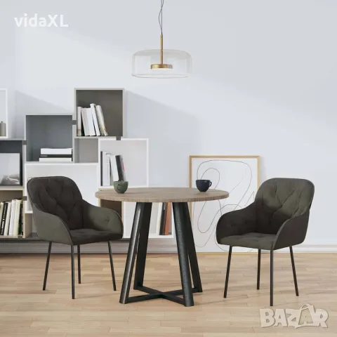vidaXL Трапезни столове, 2 бр, тъмносиви, кадифе, снимка 2 - Столове - 56147125