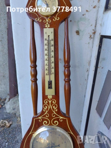 Часовник с барометър ,термометър и влагомер, снимка 5 - Стенни часовници - 53839780