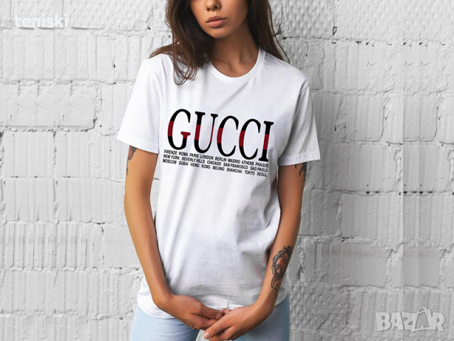 Дамска тениска GUCCI принт 10 модела, всички размери, снимка 9 - Тениски - 29509431