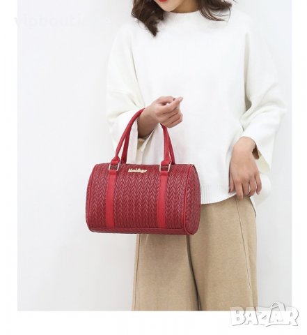 Червена дамска чанта от Еко кожа - Елегантен Комплект от 6 части, снимка 3 - Чанти - 35908888