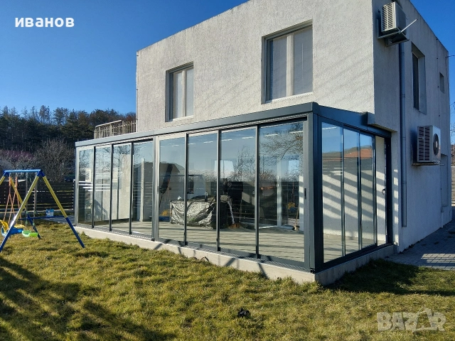 Остъкление тип плъзгане, раменни тенти, ветроупорни завеси, метални конструкции, снимка 7 - Пердета и завеси - 42881105