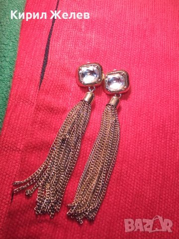 ЗЛАТИСТИ ВИНТИДЖ МОДЕЛ КРИСТАЛНИ ОБЕЦИ 24787, снимка 2 - Обеци - 34339658