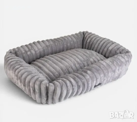 Легло тип гнездо за куче Сиво Кадифено Рипсено 75x58x19cm