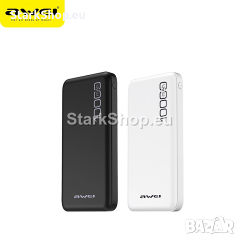 Moщна външна батерия Awei PowerBank 10000mAh с 2xUSB порта.  Характеристики  Индикатор за заряд Вид , снимка 2 - Друга електроника - 36271661