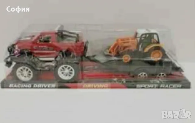 Джип с трактор, на ремарке