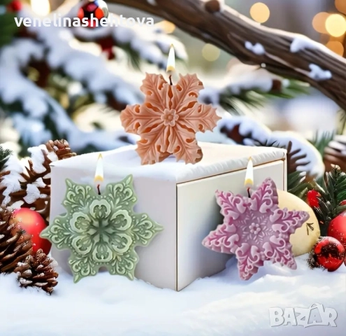 Снежинка снежинки различни модели силиконов молд форма свещи гипс сапун смола фондан , снимка 2 - Форми - 52297228