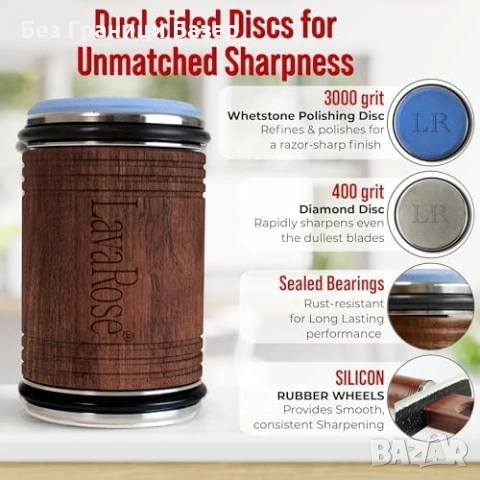 Нов Комплект точилар за ножове ролков + ъгъл водач 15°/20° + дискове, снимка 3 - Прибори за хранене, готвене и сервиране - 53665664