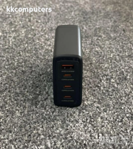 PREMIUM Зарядно/Адаптер 100W GaN 220V / 3xPD 100W / USB 30W / Черен / Баркод : 456529, снимка 2 - Оригинални зарядни - 52172165