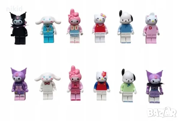 12 фигурки за Лего конструктор Санрио Kuromi Куроми sanrio Hello Kitty за игра и торта пластмасови, снимка 3 - Фигурки - 56227742