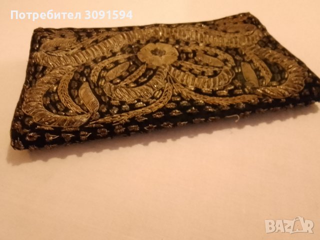 Винтидж чанта,портмоне със златна сърма черно кадифе, снимка 5 - Антикварни и старинни предмети - 41590235