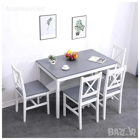 ПРОМОЦИЯ К-т трапезна маса с 4 стола от борова дървесина 10QDLC023-BG, снимка 5 - Маси - 48877807