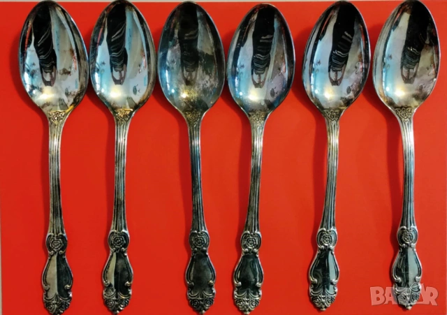 Посребрени вилици и лъжици "Сребърна роза", МНЦ, мелхиор, СССР, снимка 4 - Прибори за хранене, готвене и сервиране - 53424212