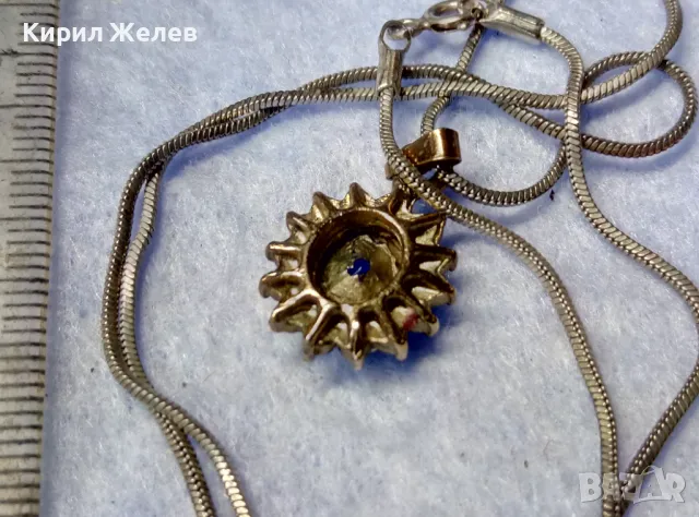 ПОСРЕБРЕНИ МЕДАЛЬОН и ЛАНЧЕ КОЛИЕ БЛАГОРОДНА СТОМАНА с ЮВЕЛИРНО ФАСЕТИРАН СИН и БЯЛ ЦИРКОН 49781, снимка 7 - Колиета, медальони, синджири - 50191769