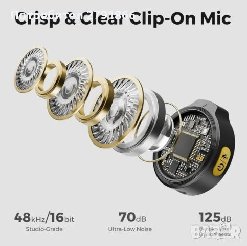 Безжични микрофони NearStream Lavalier с шумопотискане,200м. предаване за смартфон/DSLR/фотоапарат, снимка 6 - Микрофони - 53738023