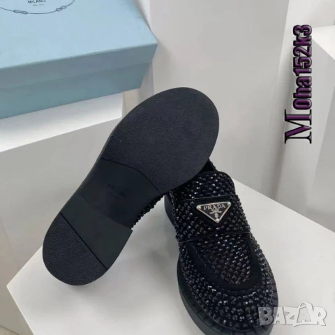 мокасини с камъни prada от естествена кожа , снимка 4 - Дамски ежедневни обувки - 50745671