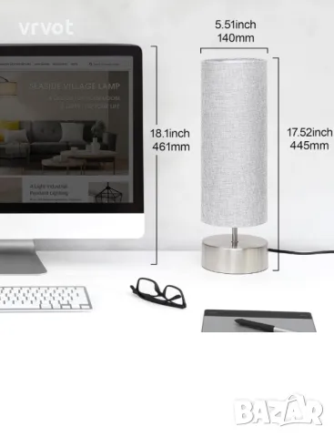 Нощна сензорна лампа, 3-посочна настолна лампа със сензорно управление със сребърна основа, снимка 5 - Други - 49755318