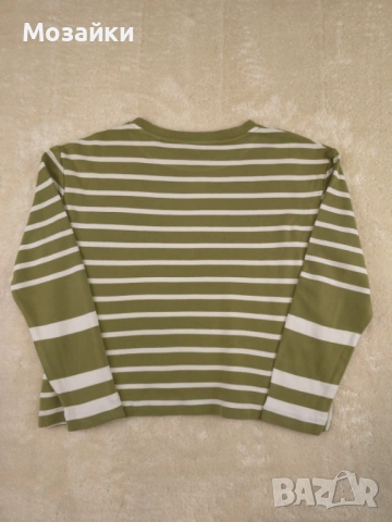 Gant раирана блуза с дълъг ръкав като ново, размер M, маслено зелено и бяло, снимка 9 - Блузи - 53595967