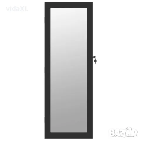 vidaXL Огледален шкаф за бижута с LED осветление, стенен монтаж, черен, снимка 4 - Огледала - 56147319