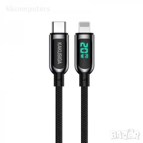KAKUSIGA Display PD Lightning (iPhone) - Type-C, Кабел, 20W, 1.2m, KSC-599 / Черен / Баркод : 240229, снимка 3 - USB кабели - 40397380