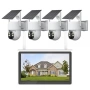 Комплект Соларен WIFI KIT W209H 4IP Камери , 3MPX , ICSEE + 10.1 inch Монитор/ Черен, снимка 1
