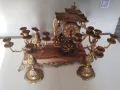 КАМИНЕН ЧАСОВНИК БРОНЗ И МРАМОР СЪС СВЕЩНИЦИ , снимка 13
