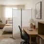 vidaXL Параван за стая, бял, 2 панела, 175x180 см, плат, снимка 2