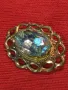 СТАРА ПОЗЛАТЕНА МЕДНА БРОШКА с ГОЛЯМ ФАСЕТИРАН ЗЕЛЕН КРИСТАЛ РЕТРО БИЖУ НАКИТ 44742, снимка 14