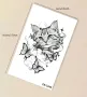 3D Сладко коте котенце с пеперуди временна татуировка татос татус Tattoo, снимка 4