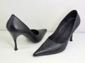 Черни обувки на ток - Естествена кожа, снимка 1