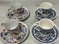 Сервиз за двама два комплекта чаши ръчно рисувани с позлата , снимка 2